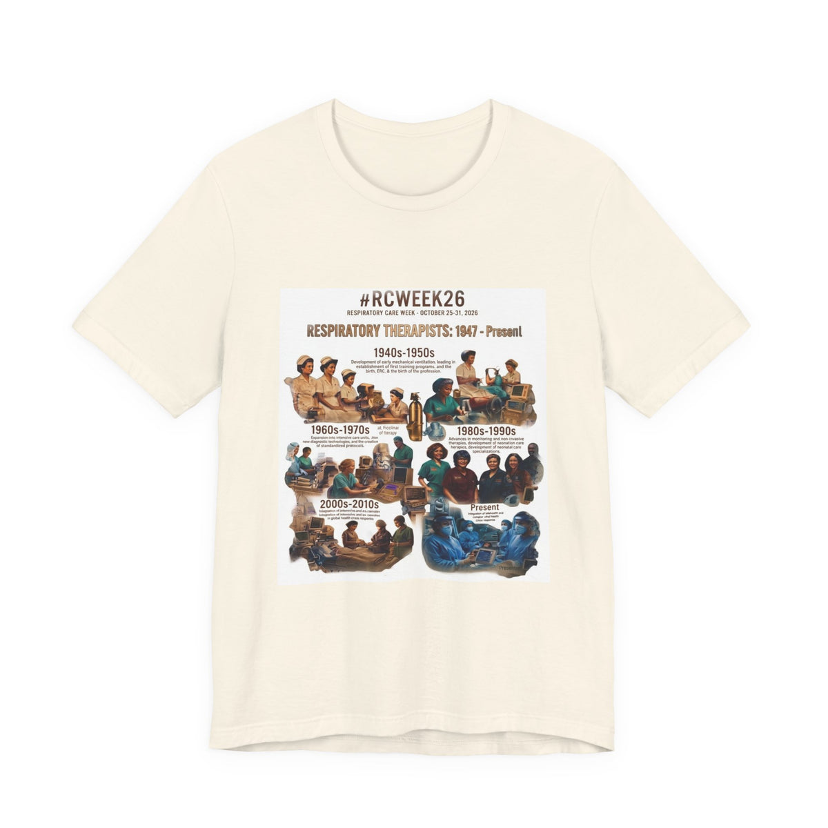 RC Week Timeline T‑Shirt — Respiratory Therapy Through the Decades Tee (1940s–Present)