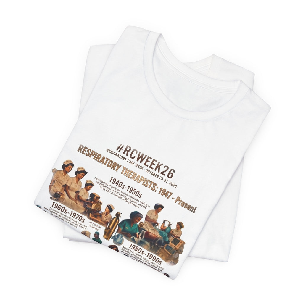 RC Week Timeline T‑Shirt — Respiratory Therapy Through the Decades Tee (1940s–Present)