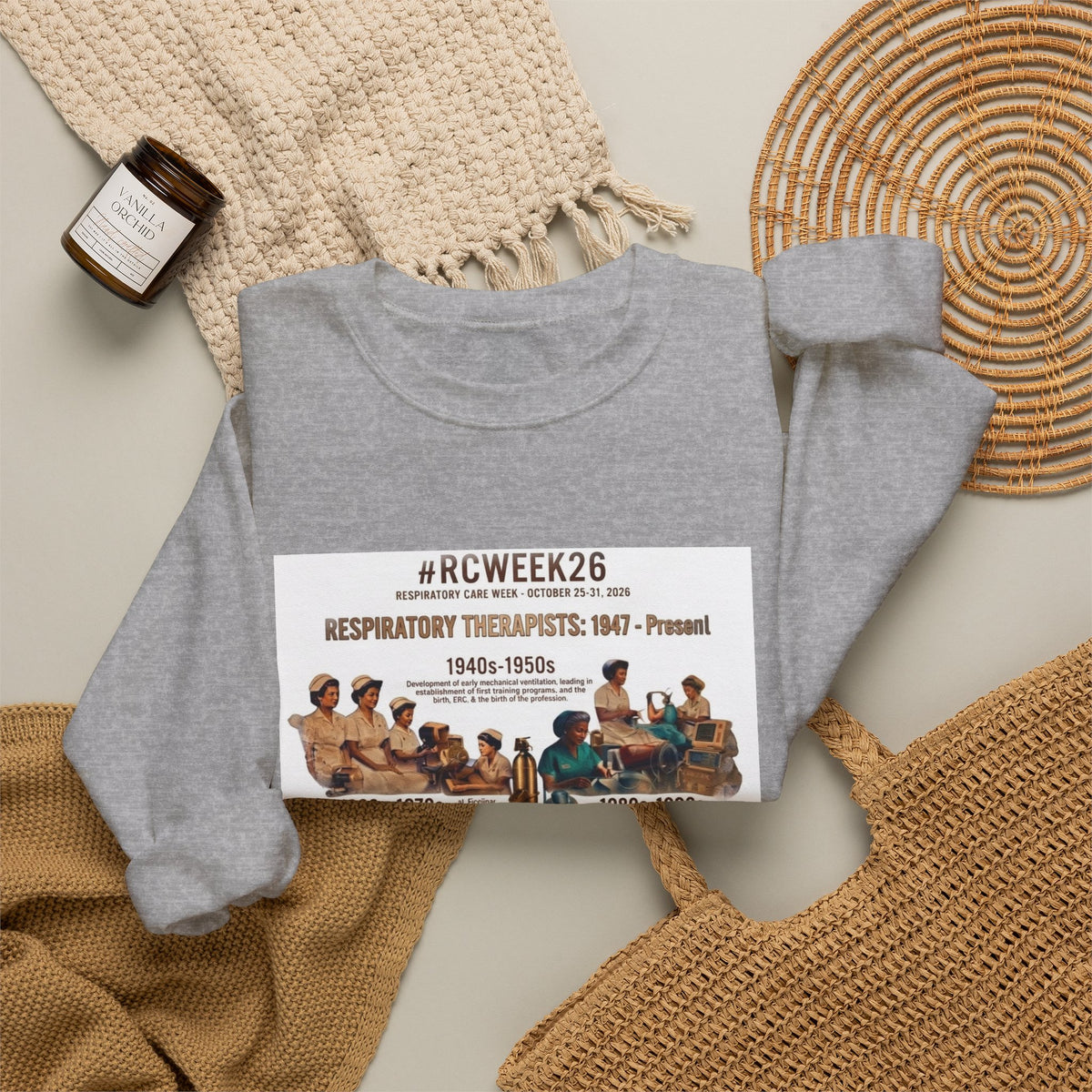 Respiratory Therapist History Crewneck Sweatshirt – #RCWEEK26 Tribute