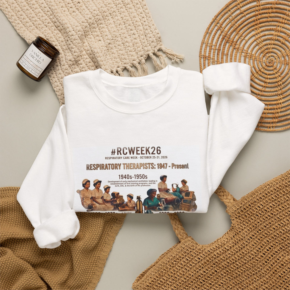 Respiratory Therapist History Crewneck Sweatshirt – #RCWEEK26 Tribute