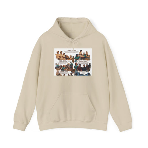 Historical Hairstyles Hoodie — Evolution of Black Hair Through the Decades Graphic Sweatshirt