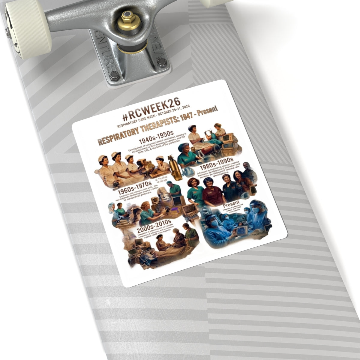 Respiratory Therapist Evolution Sticker — #RCWEEK26 Historical Timeline Kiss-Cut Sticker