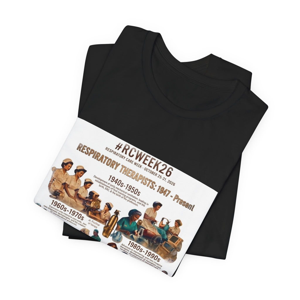 RC Week Timeline T‑Shirt — Respiratory Therapy Through the Decades Tee (1940s–Present)