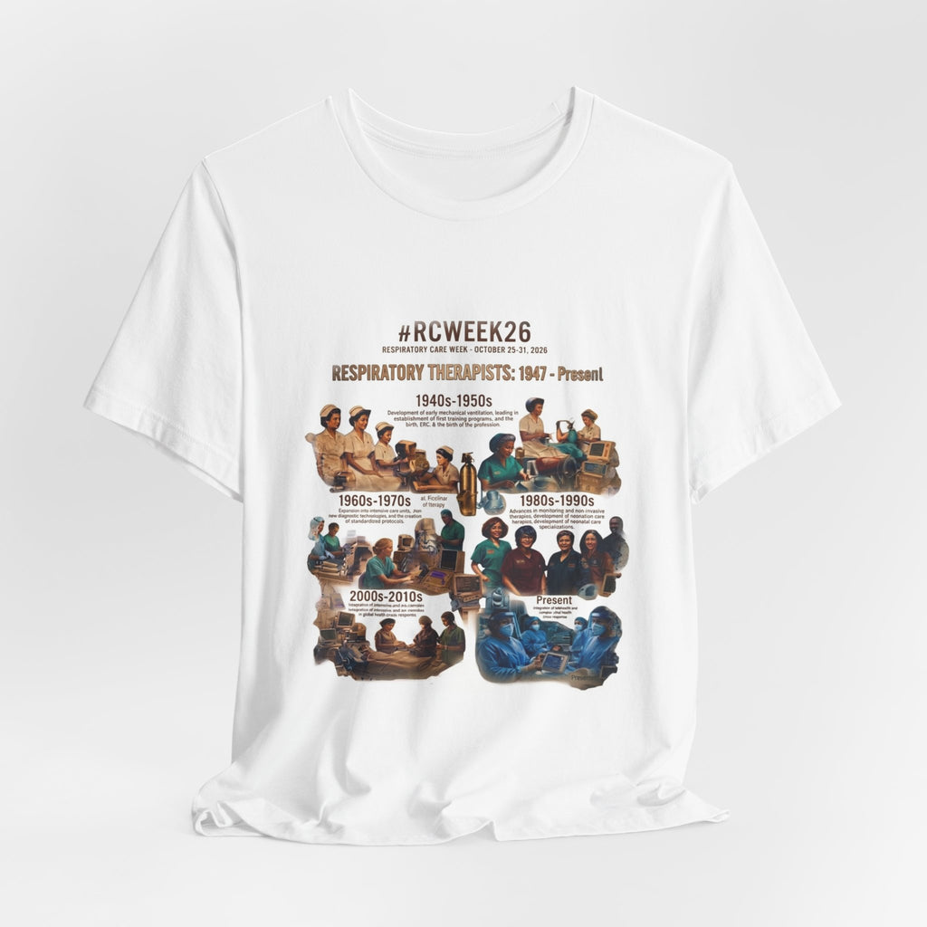 RC Week Timeline T‑Shirt — Respiratory Therapy Through the Decades Tee (1940s–Present)
