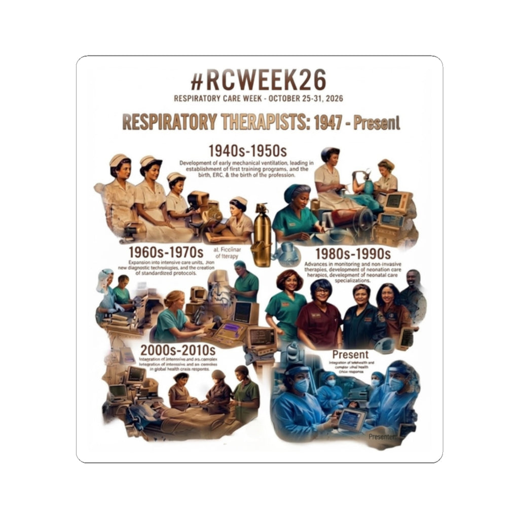 Respiratory Therapist Evolution Sticker — #RCWEEK26 Historical Timeline Kiss-Cut Sticker