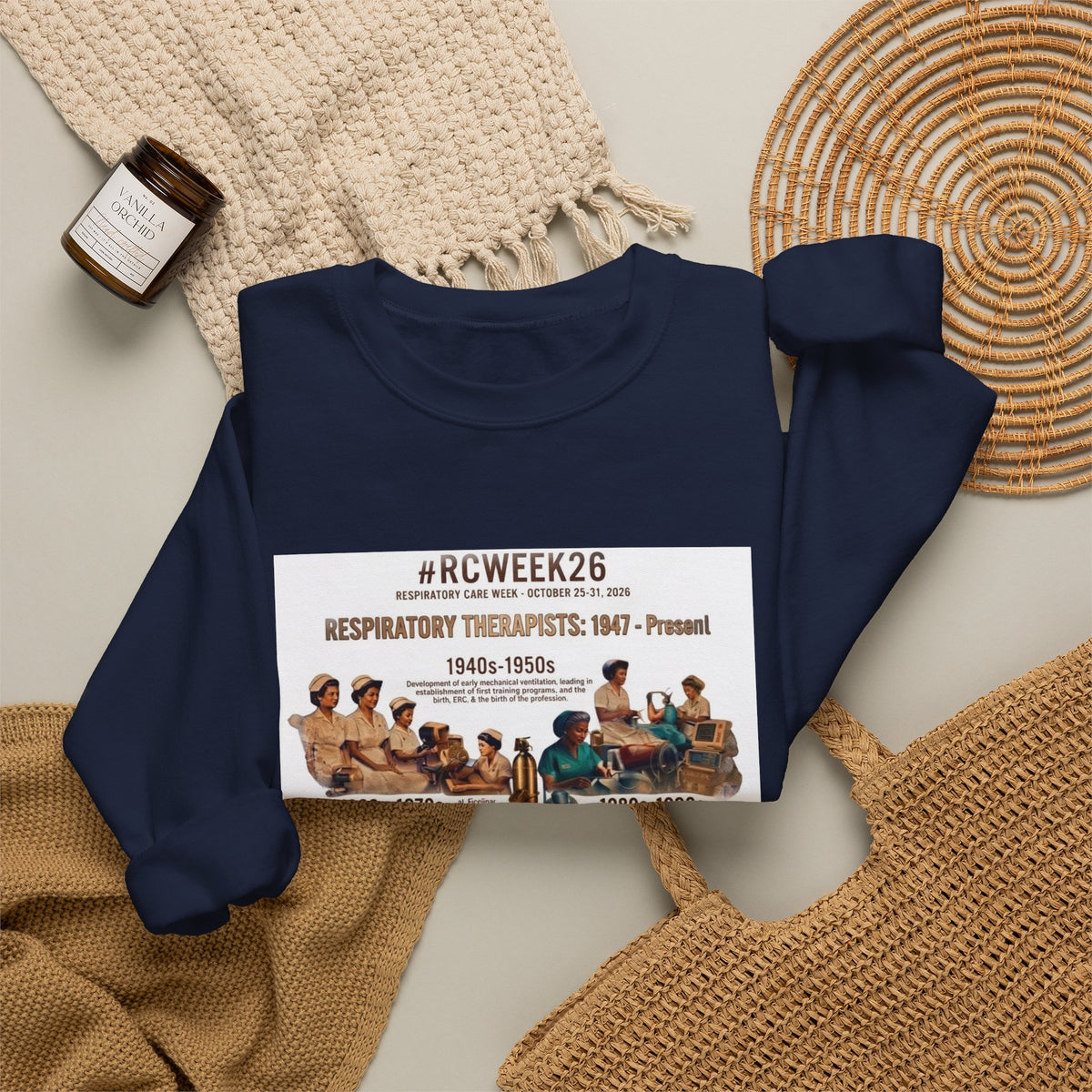 Respiratory Therapist History Crewneck Sweatshirt – #RCWEEK26 Tribute