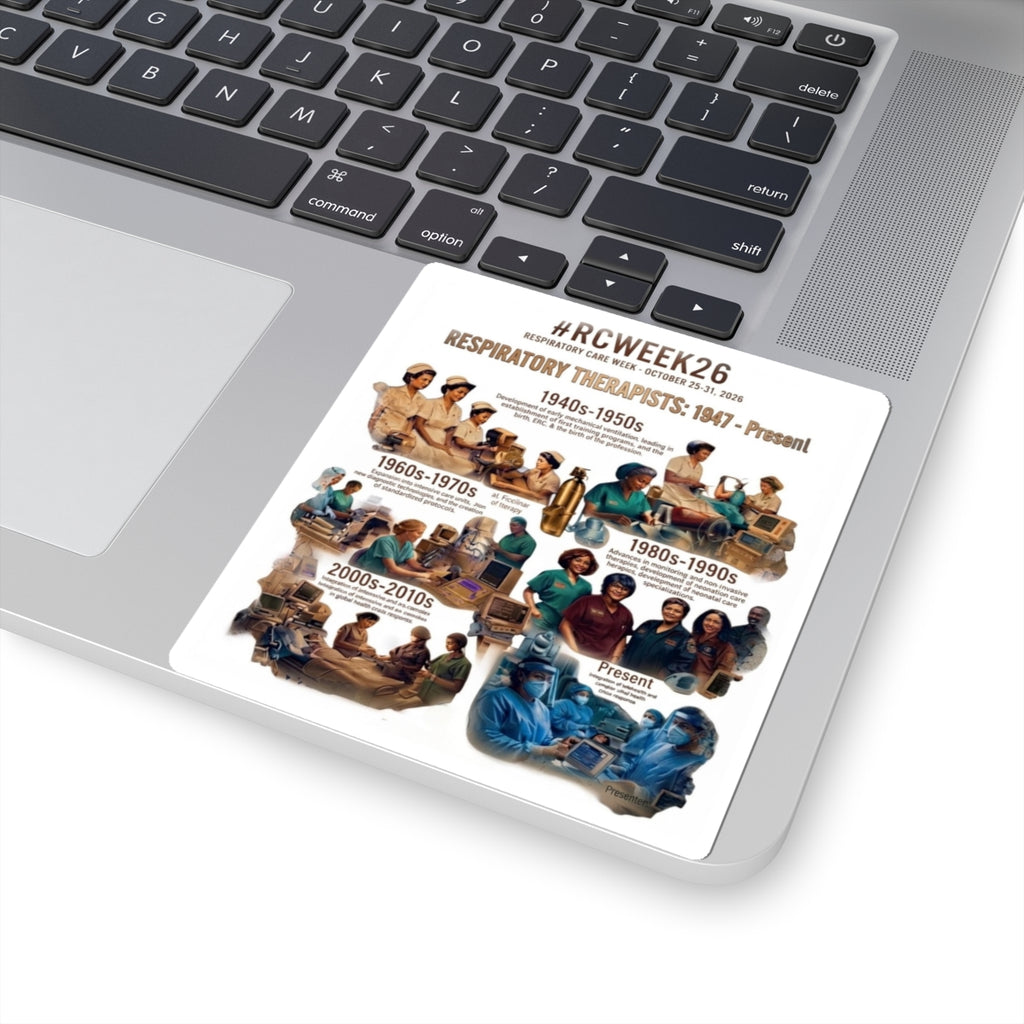 Respiratory Therapist Evolution Sticker — #RCWEEK26 Historical Timeline Kiss-Cut Sticker