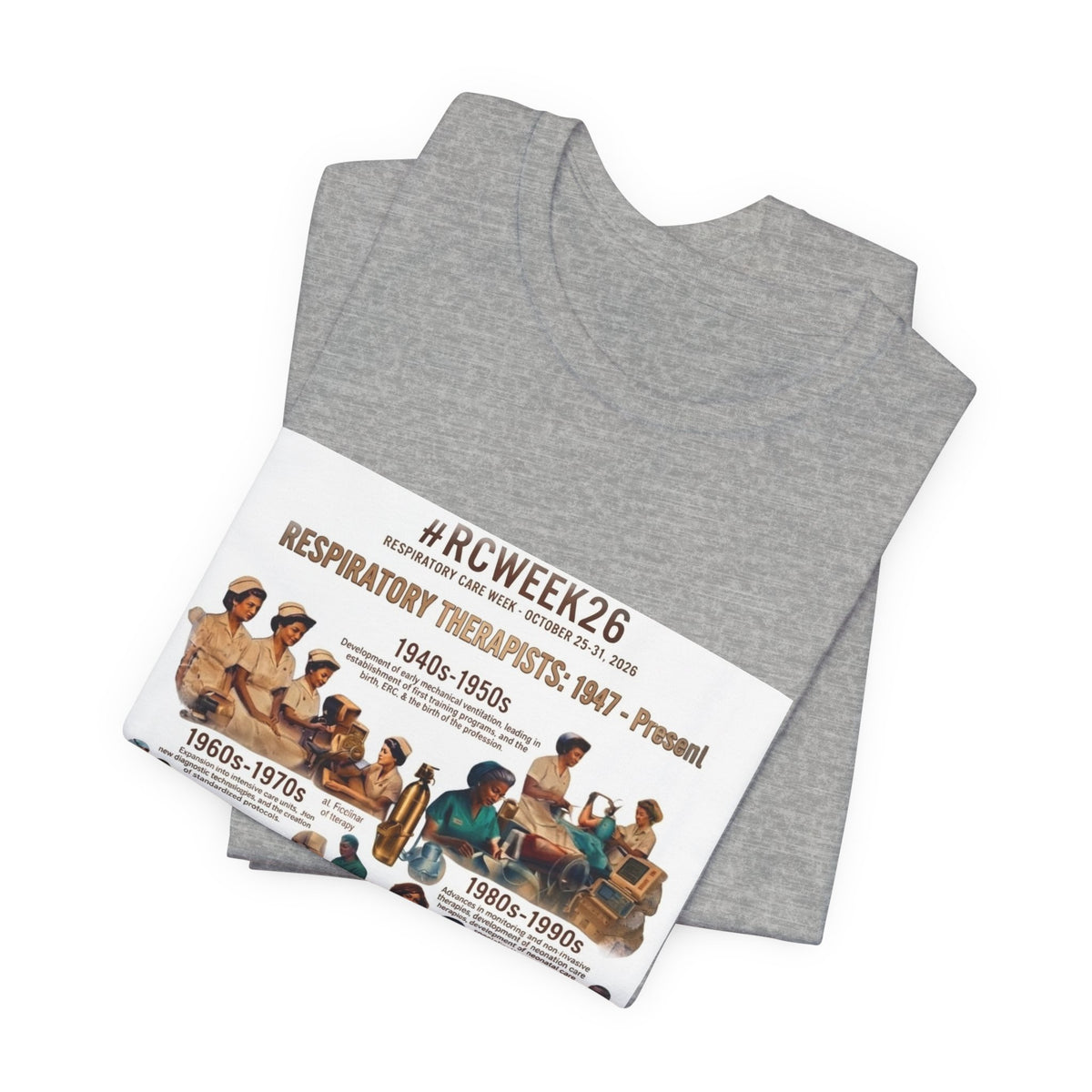 RC Week Timeline T‑Shirt — Respiratory Therapy Through the Decades Tee (1940s–Present)