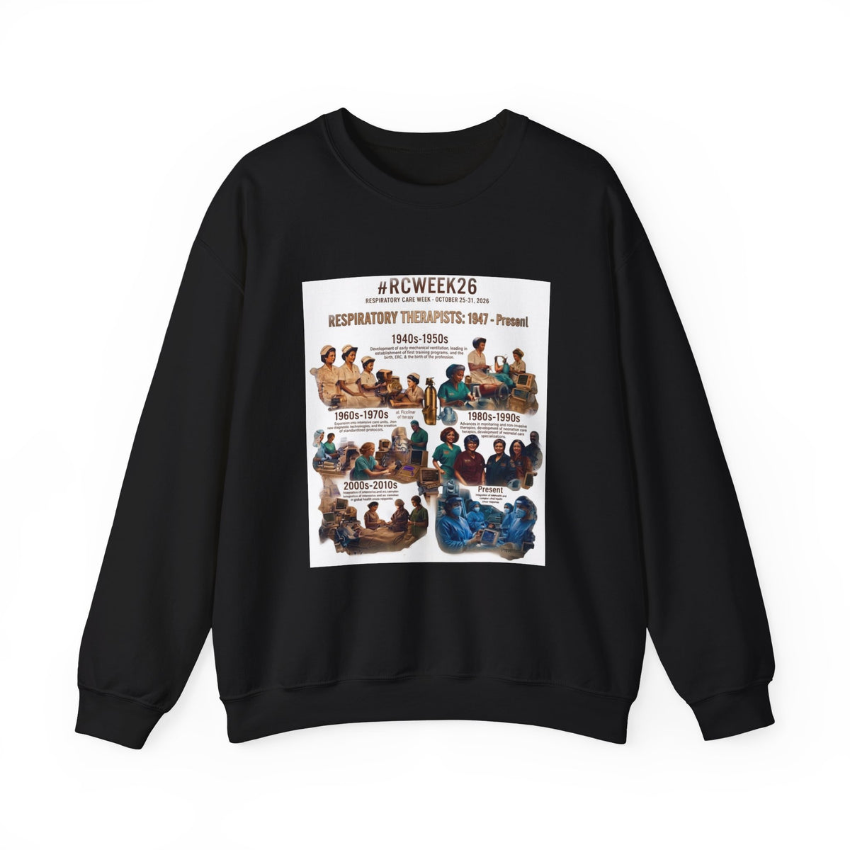 Respiratory Therapist History Crewneck Sweatshirt – #RCWEEK26 Tribute