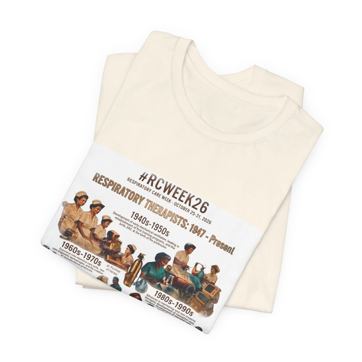 RC Week Timeline T‑Shirt — Respiratory Therapy Through the Decades Tee (1940s–Present)