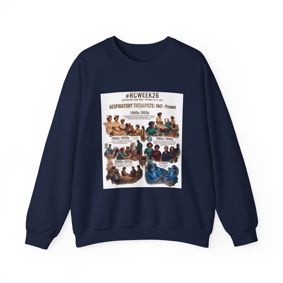 Respiratory Therapist History Crewneck Sweatshirt – #RCWEEK26 Tribute