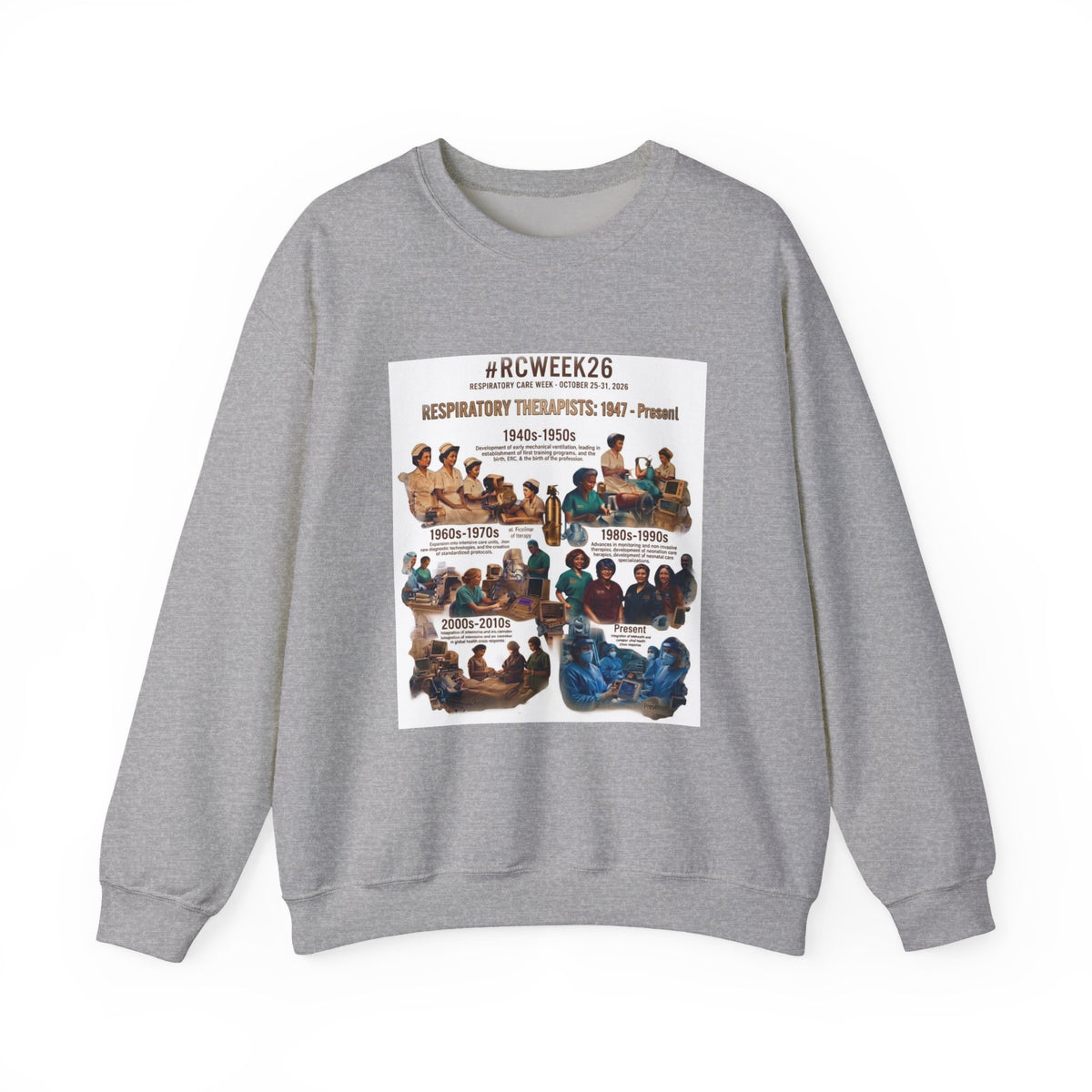 Respiratory Therapist History Crewneck Sweatshirt – #RCWEEK26 Tribute