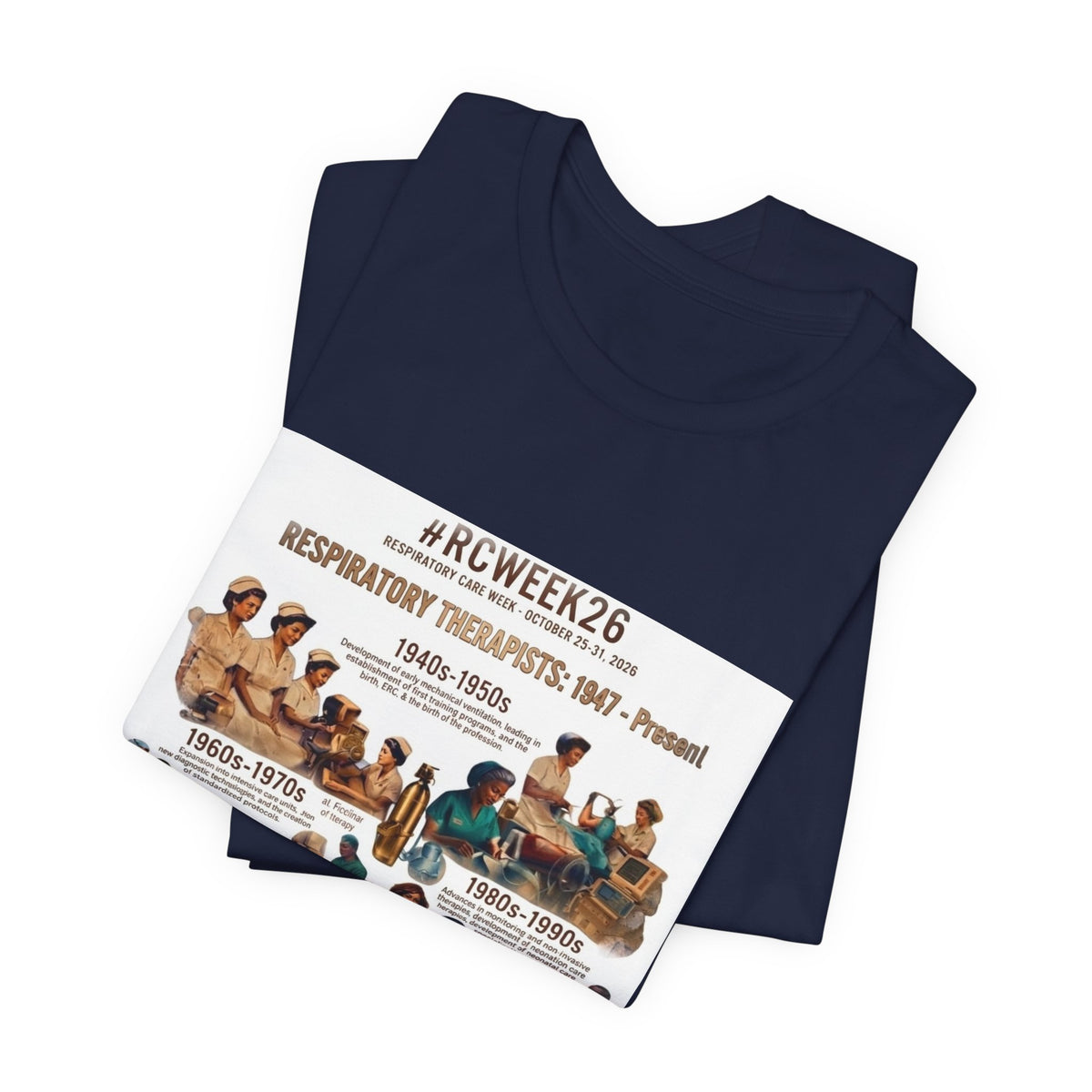 RC Week Timeline T‑Shirt — Respiratory Therapy Through the Decades Tee (1940s–Present)